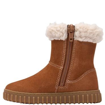 CLARKS GIRLS ZIP BOOT - TAN